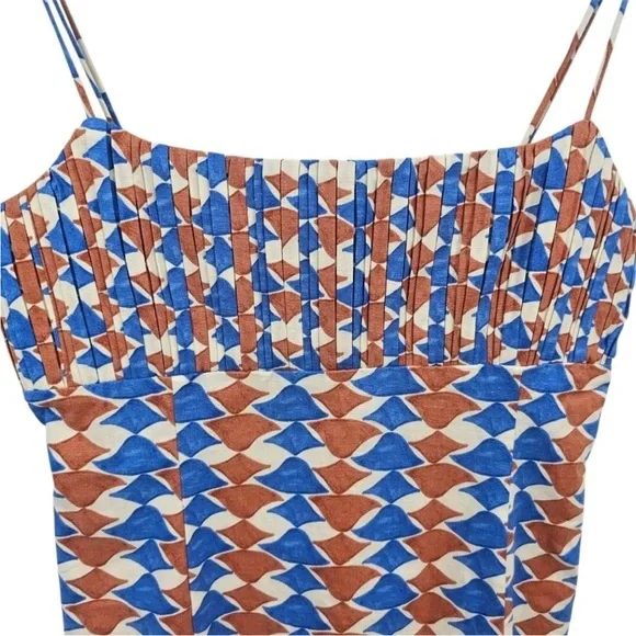 NWT Anthropologie Ophelia Sleeveless Linen Slim Mini Dress Maeve Size 12 Blue - Picture 4 of 4